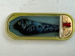 Grappige blauwe vis in blik