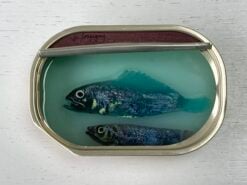 Twee visjes blauw groen in blik