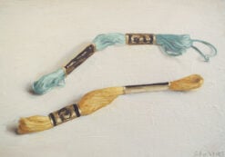 Borduur garen geel en blauw